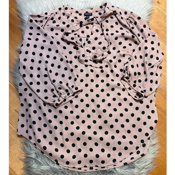 TORRID Georgette Bow Tie Blouse Size 0 - Picture 5 of 7